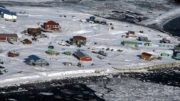 View of Nelson Lagoon from the Air in the Winter