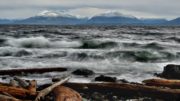Clarence Strait waves during a storm with mountains in the back in Alaska